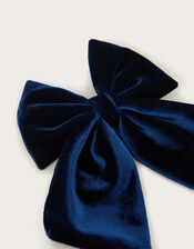 Velvet Bow Hair Clip, Blue (NAVY), large