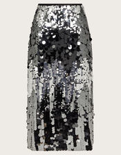 Sia Sequin Midi Skirt, Silver (SILVER), large