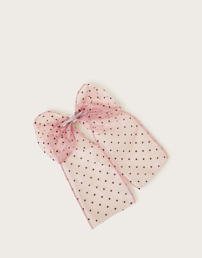 Polka Dot Organza Bow Clip, , large