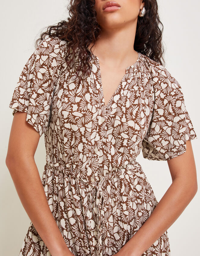 Natalia Jersey Print Shirt Dress, Brown (BROWN), large