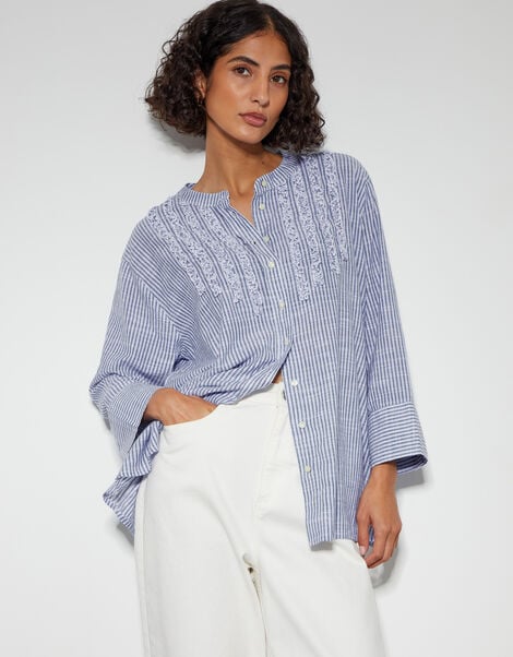 Laura Ruffle Blouse, Blue (BLUE), large