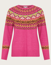 Fern Fair Isle Sweater, Pink (PINK), large