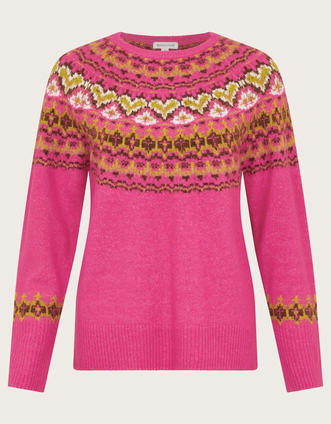 Fern Fair Isle Sweater, Pink (PINK), large