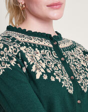 Hope Fair Isle Cardigan, Green (GREEN), large