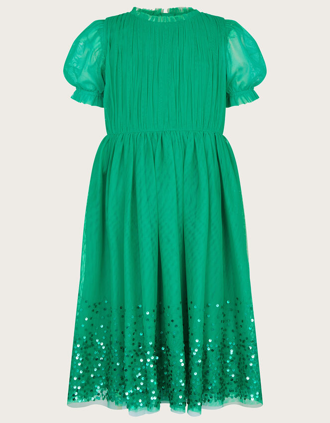 Shirley Sequin Shirred Dress, Green (GREEN), large