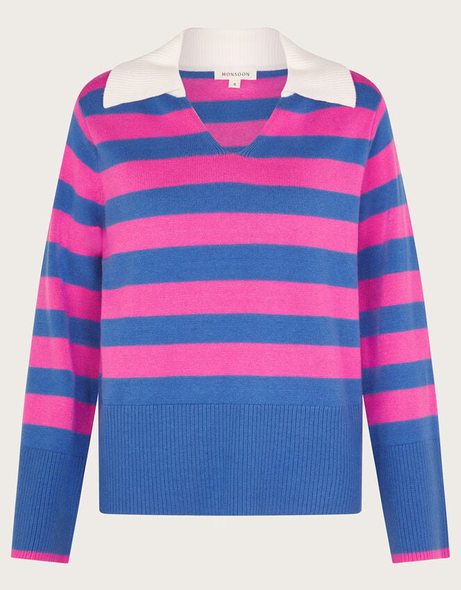 Shay Stripe Collared Sweater, Pink (PINK), large