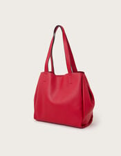 Zoe Faux Leather Pocket Tote Bag, Red (RED), large