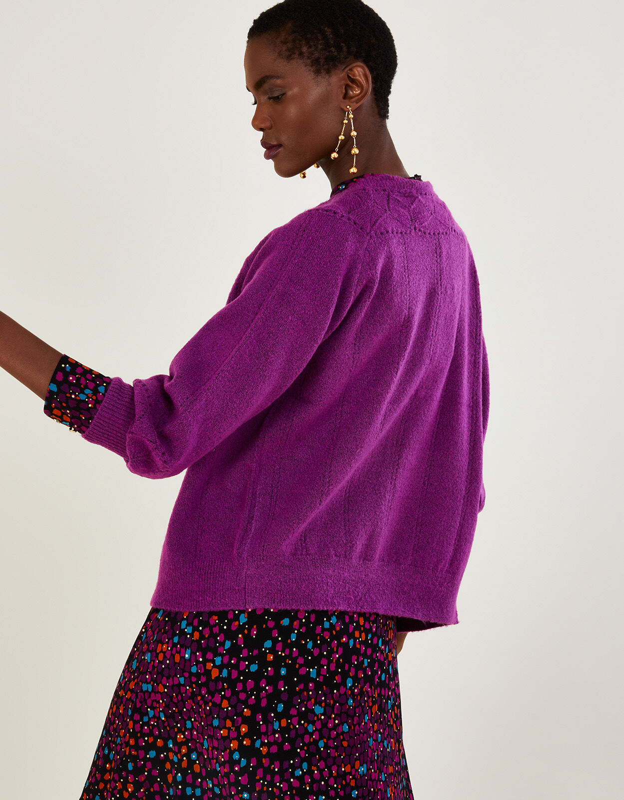 Smart Pointelle Cardigan with Recycled Polyester