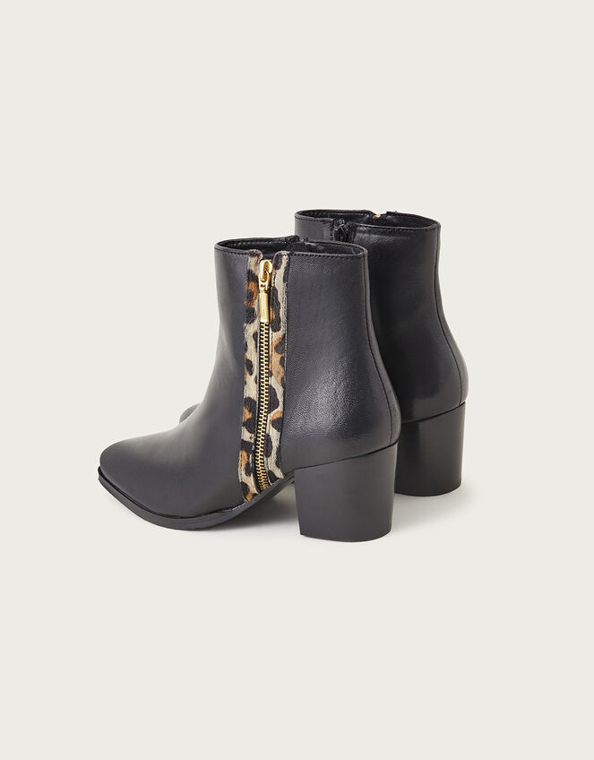 Pamflet modder Nog steeds Leather Animal Trim Ankle Boots Black | Women's Shoes | Monsoon Global.
