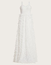 Ellen Ruffle Maxi Bridal Dress, Ivory (IVORY), large