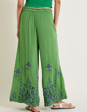 Saffron Embroidered Wide Leg Trousers, Green (GREEN), large