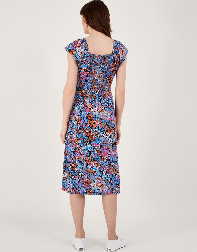 Twist Detail Ditsy Print Jersey Dress, Blue (NAVY), large