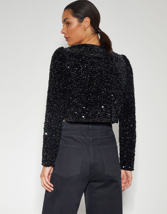 Belinda Bow Sequin Jacket, Black (BLACK), large