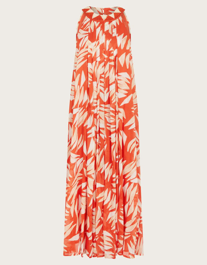 Shelly Sleeveless Printed Maxi Dress, Orange (RUST), large