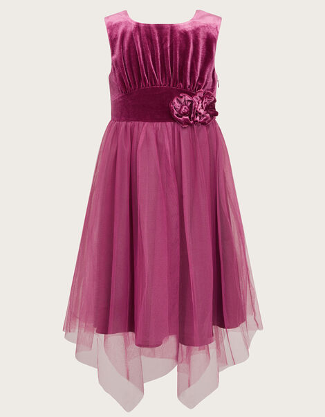 Sleeveless Velvet Mesh Corsage Dress, Pink (PALE PINK), large