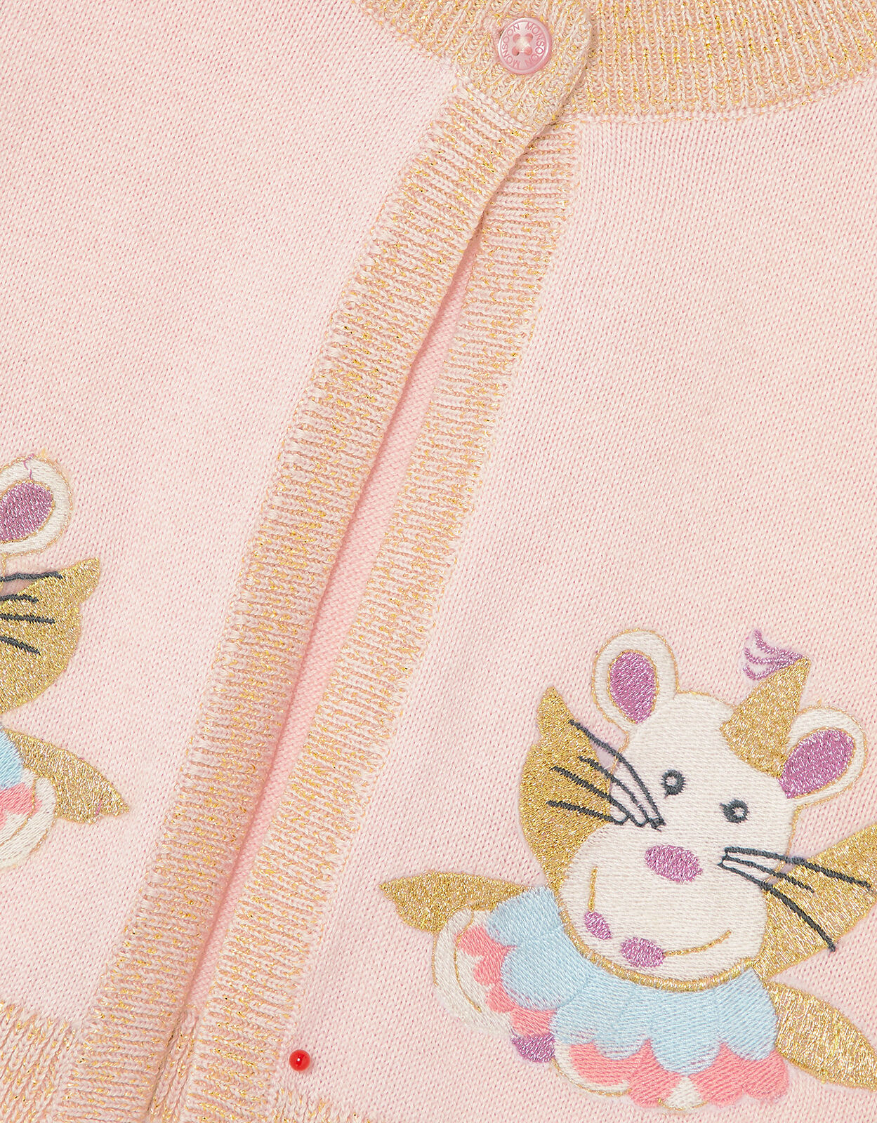 Baby Mice Applique Cardigan Pink