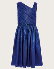 Abigail Metallic Drape Sequin Dress, Blue (NAVY), large