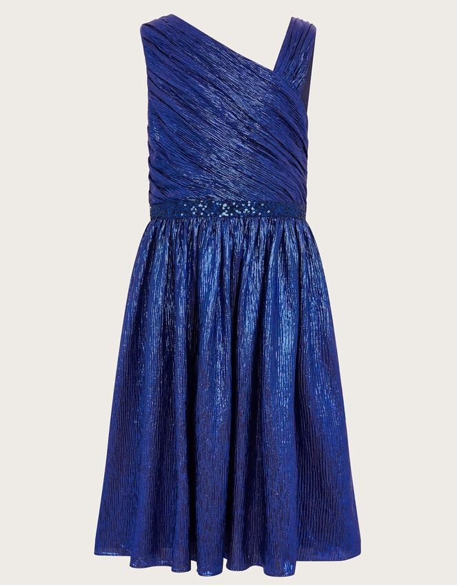 Abigail Metallic Drape Sequin Dress, Blue (NAVY), large