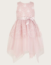 Scallop Embellished Tulle Dress, Pink (PINK), large