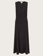 Polly Ponte Midi Dress, Black (BLACK), large