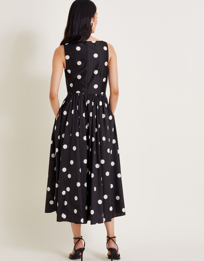 Sicily Spot Print Dress, Black (BLACK), large