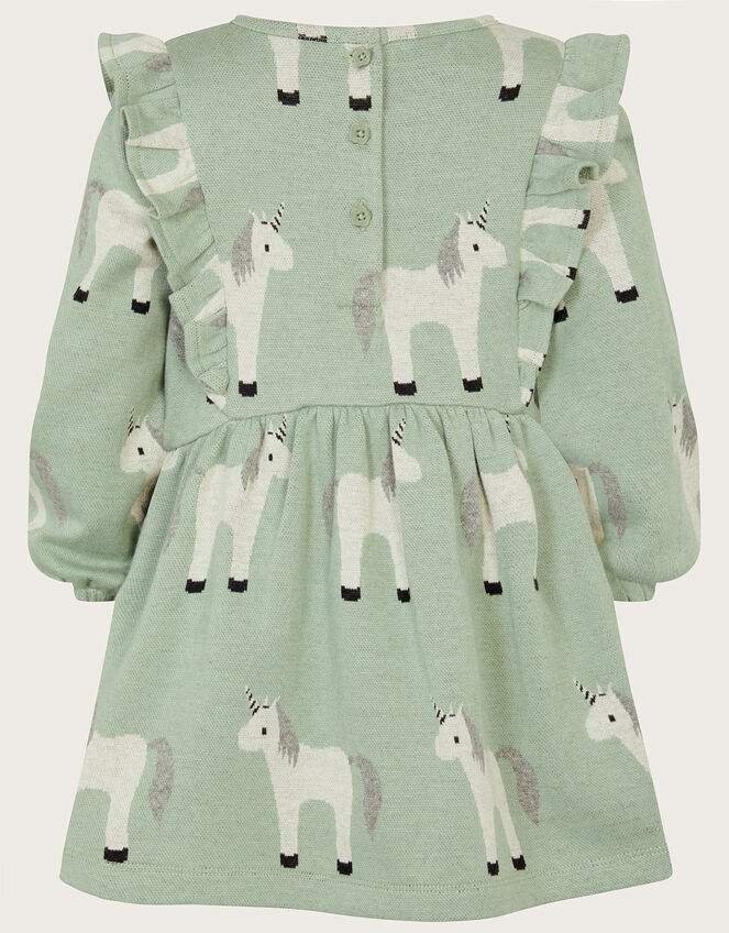 Baby Unicorn Sweatshirt Dress, Green (GREEN), large