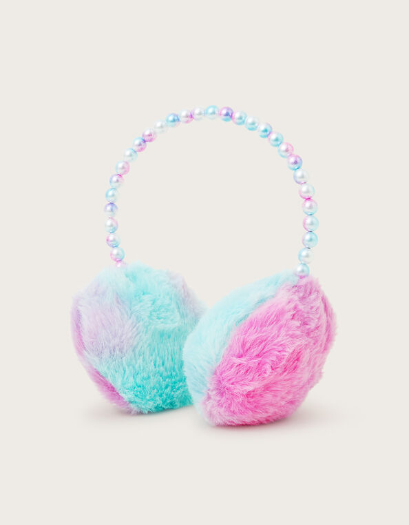 Rainbow Pearl Faux Fur Earmuffs, , large