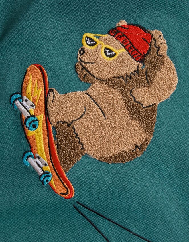 Skateboard Bear Hoodie, Teal (TEAL), large