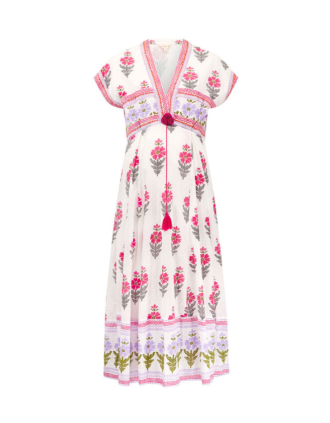 East Helena Floral Woodblock Midi Dress, Pink (PINK), large