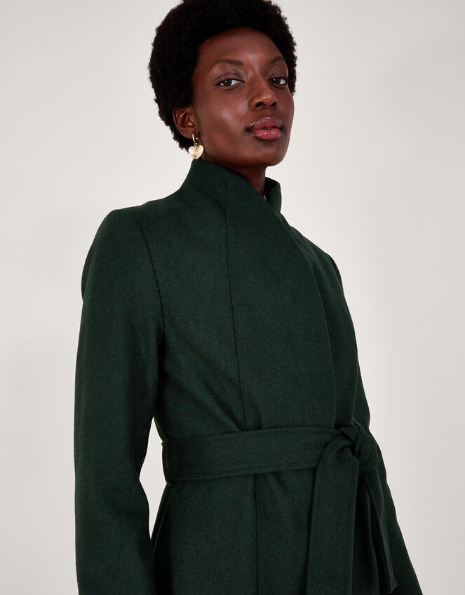 Saskia Belted Coat, Green (GREEN), large