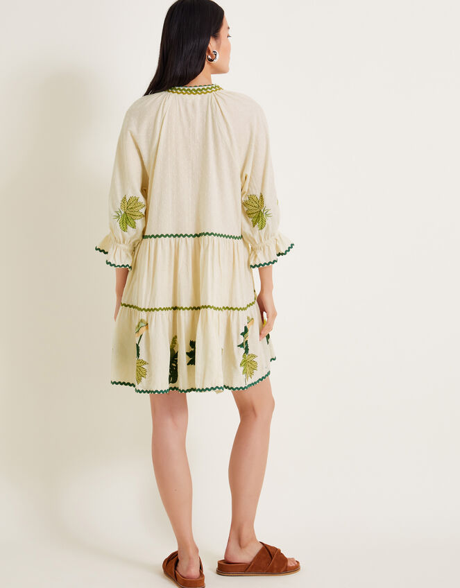 Lila Leaf Embroidered Dress, Ivory (IVORY), large