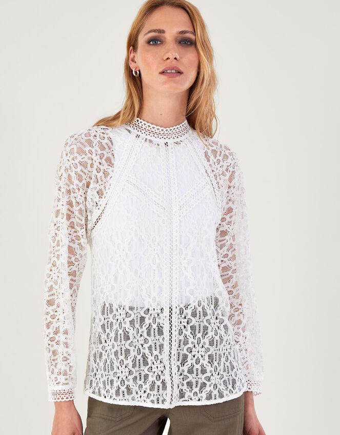 Merritt Lace Blouse, Ivory (IVORY), large