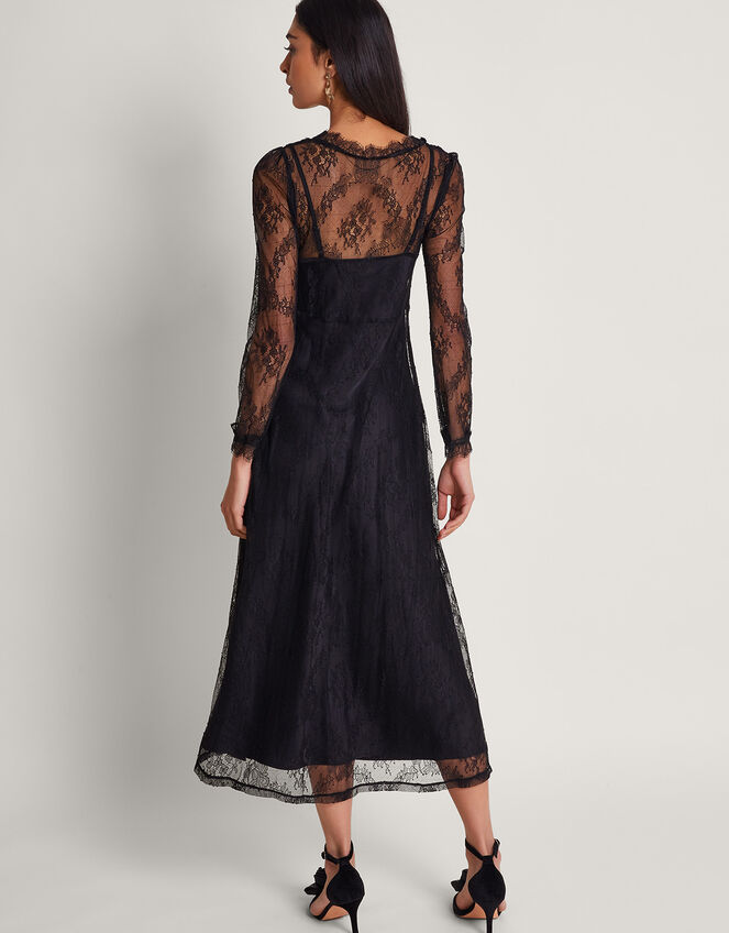 Blakely Lace Corsage Dress, Black (BLACK), large