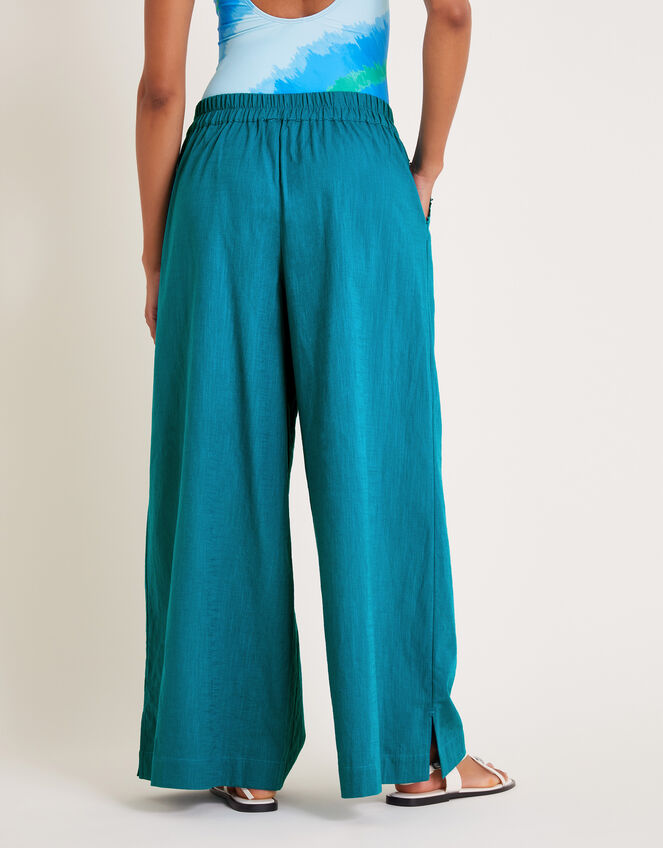 Yara Plain Wide Leg Trousers, Teal (TEAL), large