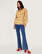 Ditsy Floral Top, Yellow (OCHRE), large