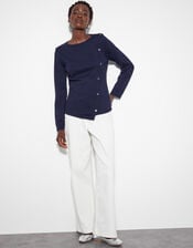 Blythe Asymmetrical Button Jumper, Blue (NAVY), large