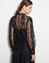 Leona Lace Blouse , Black (BLACK), large