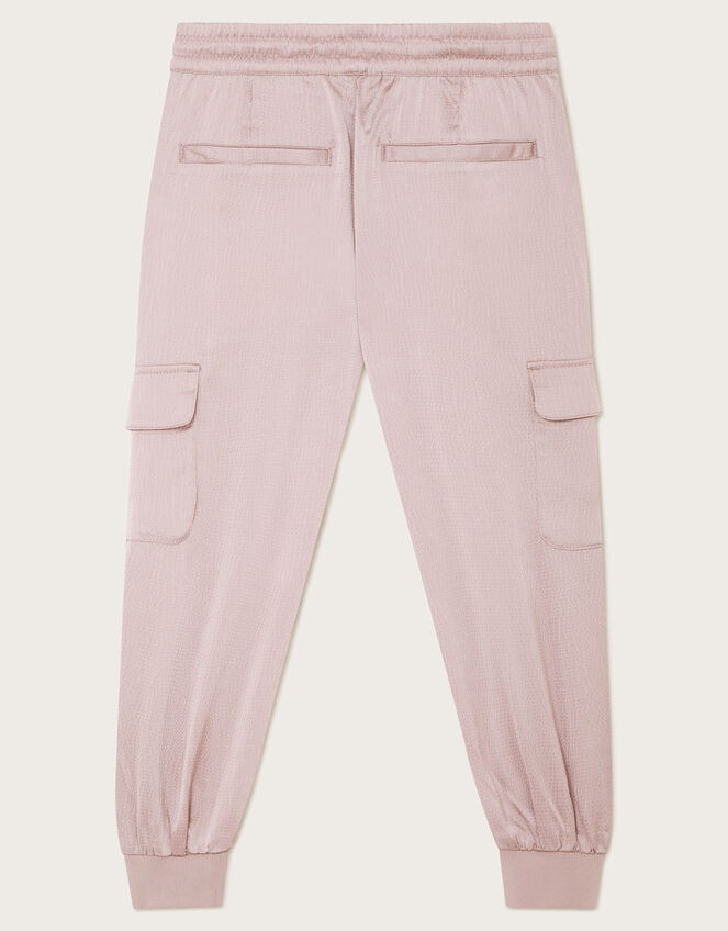 Textured Satin Cargo Trousers, Pink (PALE PINK), large