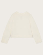 Bow Fluffy Knit Cardigan, Ivory (IVORY), large