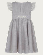 Baby Penelope Tulle Sparkle Belt Dress, Gray (GREY), large