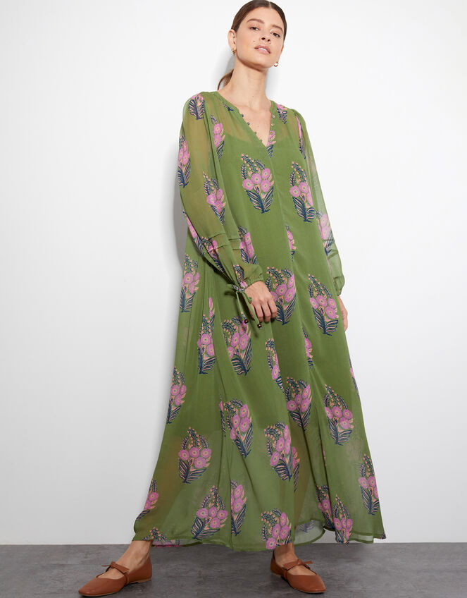 East Floral Print Maxi Dress, Green (GREEN), large