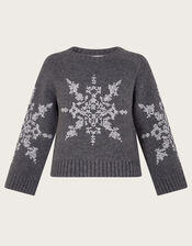 Sal Snowflake Jumper, Grey (CHARCOAL), large