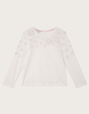 3D Floral Long Sleeve Top, Ivory (IVORY), large