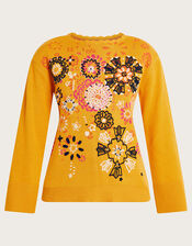 Embroidered Jumper, Yellow (OCHRE), large