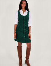 Jumbo Cord Pinafore Dress, Green (GREEN), large