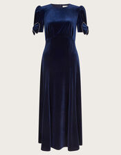 Belle Bow Sleeve Velvet Midi Dress, Blue (MIDNIGHT), large