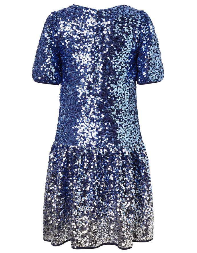 Ombre Sequin Drop Waist Dress Blue | Girls' Dresses | Monsoon Global.