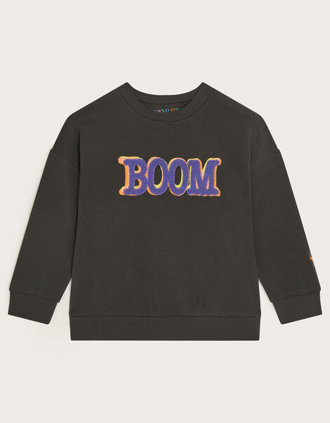 Boom Slogan Sweatshirt, Grey (GREY), large