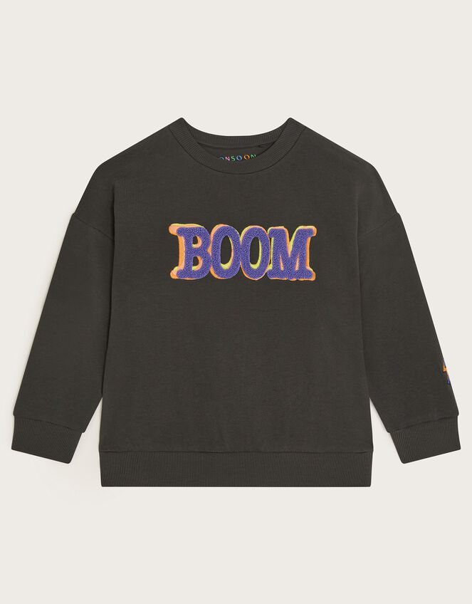 Boom Slogan Sweatshirt, Gray (GREY), large