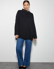 Beth Button Detail Sweater, Black (BLACK), large